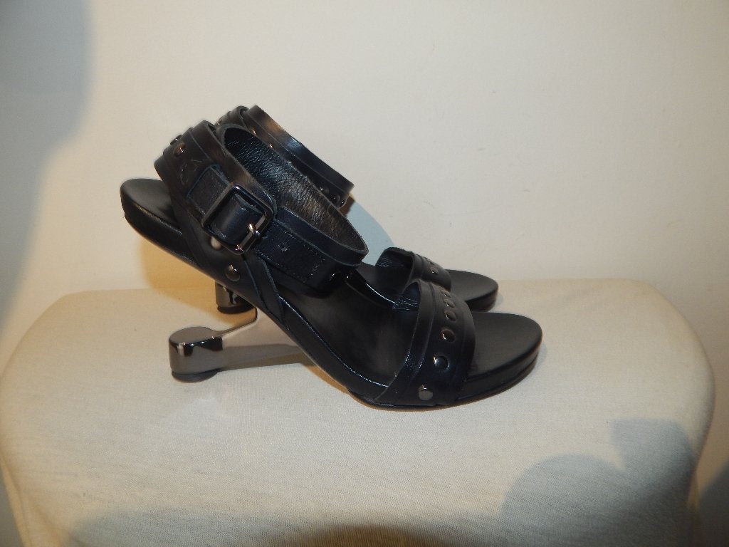 United Nude sandalen zweef hak zilver zwart leer studs 37