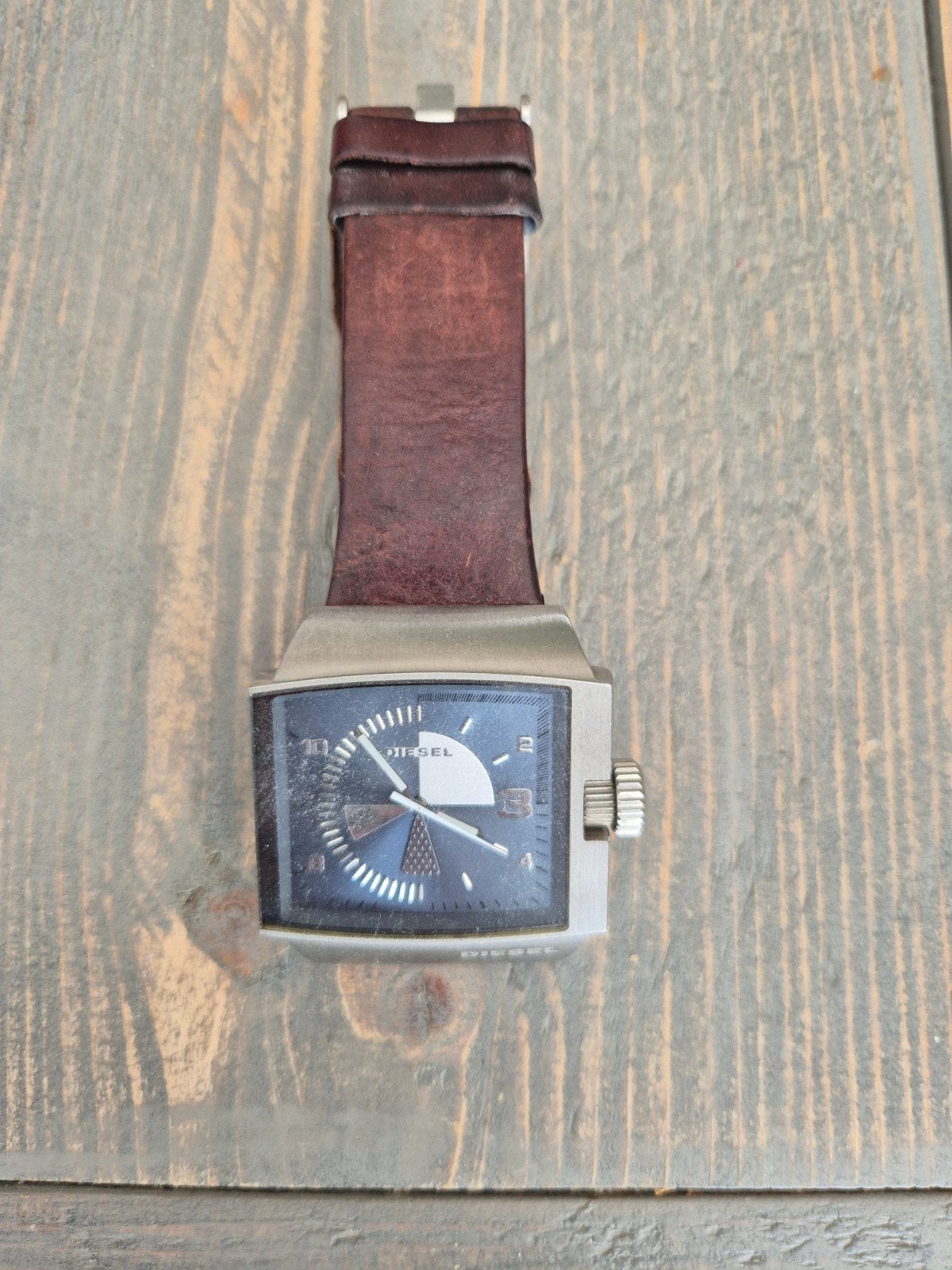 Diesel horloge met bruine leren band, Ophalen of Verzenden