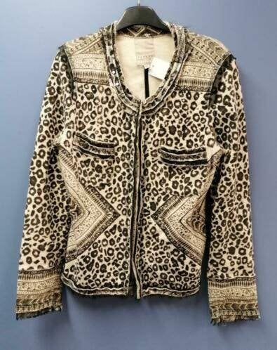 10 Feet creme / zwarte luipaard blazer jasje mt M nr 34190, Maat 38/40 (M), Zwart, Ophalen of Verzenden, Zo goed als nieuw