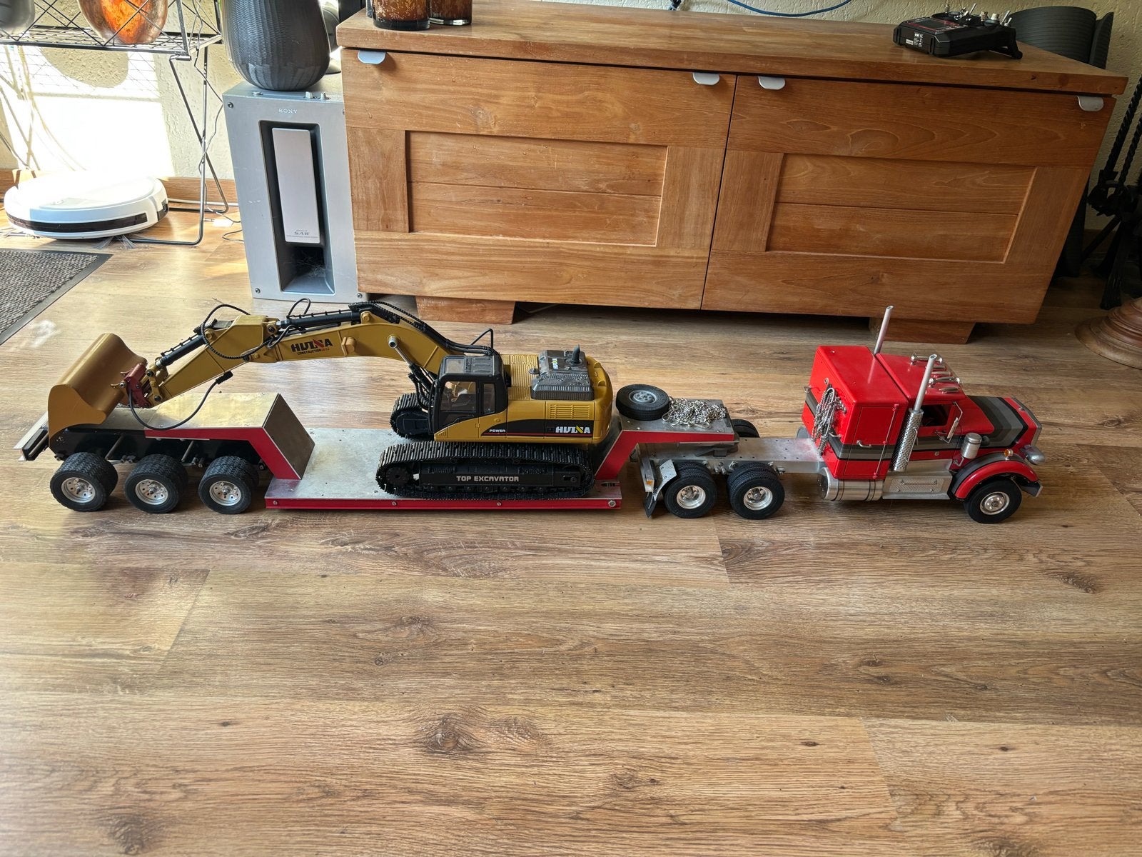 RC Wedico Lesu truck RTR met 3-versnellingsbak en dieplader, Elektro, Gebruikt, Ophalen of Verzenden, RTR (Ready to Run)