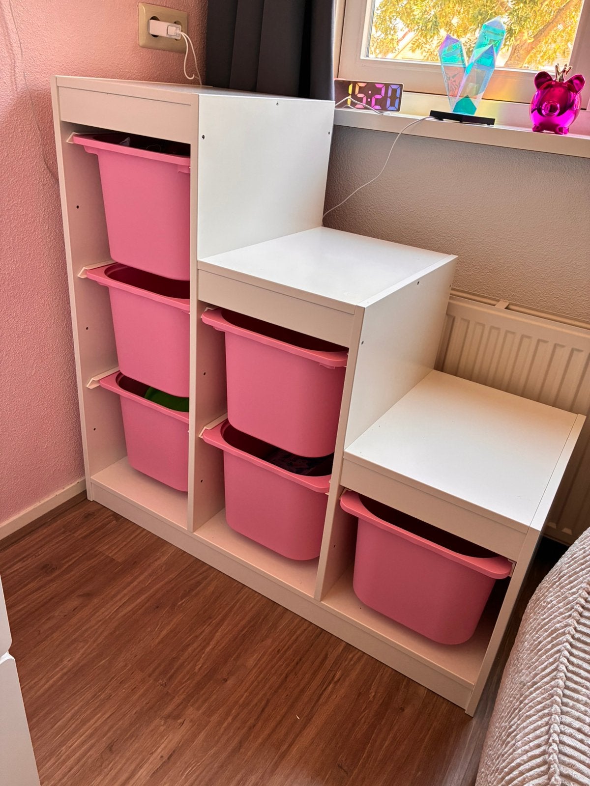 Ikea TROFAST Opbergcombinatie met bakken (wit roze 99x44x94), Ophalen, Kast, Zo goed als nieuw, 75 tot 100 cm