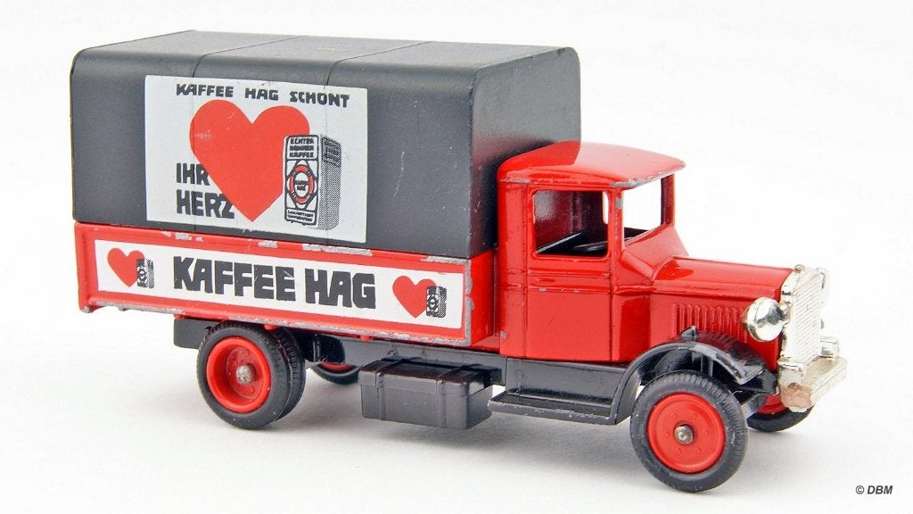 Mack Canvas Back Truck 1934, Kaffee Hag - Lledo/Prom.Model, Ophalen of Verzenden, Bus of Vrachtwagen