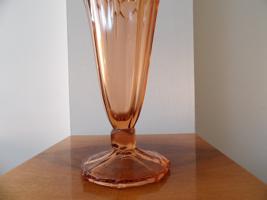 Art Deco Vaas Boheems Rudolf Schrotter Peach/Orange, Antiek en Kunst, Ophalen of Verzenden