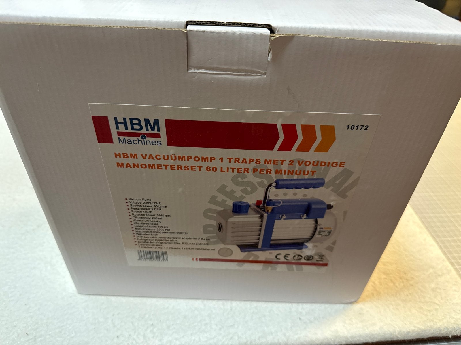 HBM Vacuümpomp 1 Traps met Manometerset 60 L/min, Ophalen of Verzenden, Nieuw, Minder dan 200 liter/min