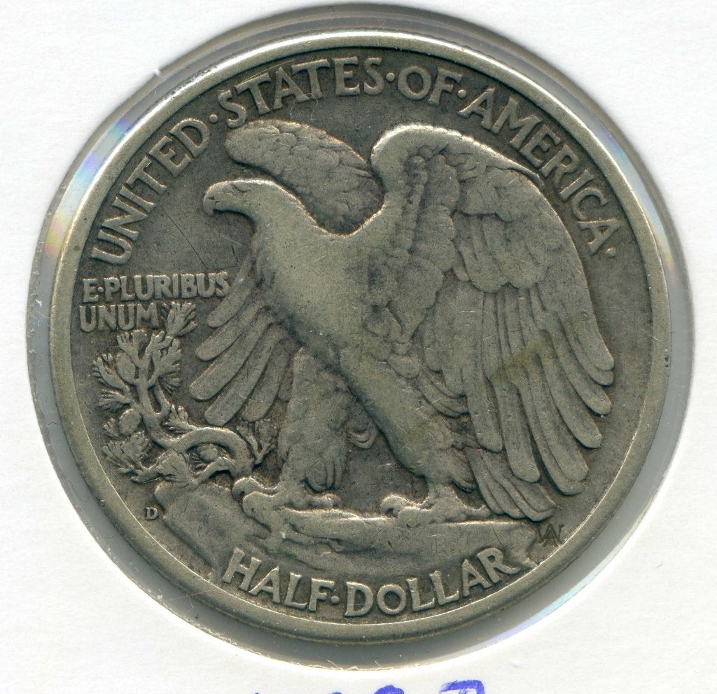 USA / Amerika 1/2 Dollar 1938 D, Oplage 491.600, Postzegels en Munten, Verzenden, Noord-Amerika, Zilver