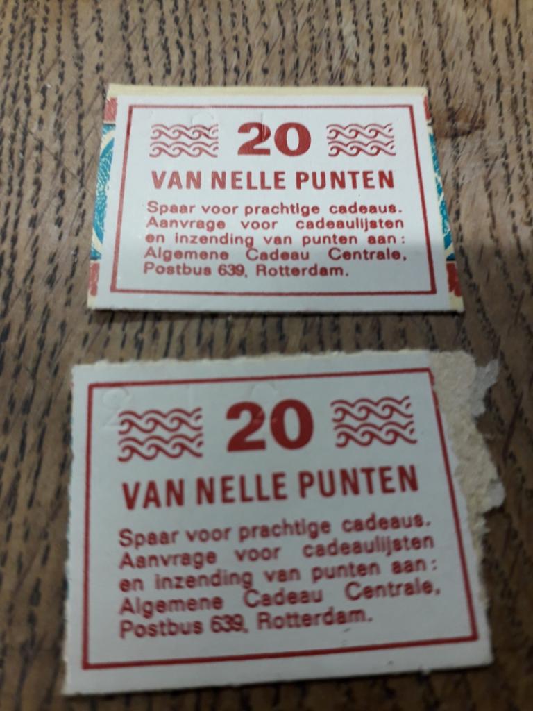 20 spaar ván nelle punten, Ophalen, Koffie of Thee, Zegels, Bonnen of Punten