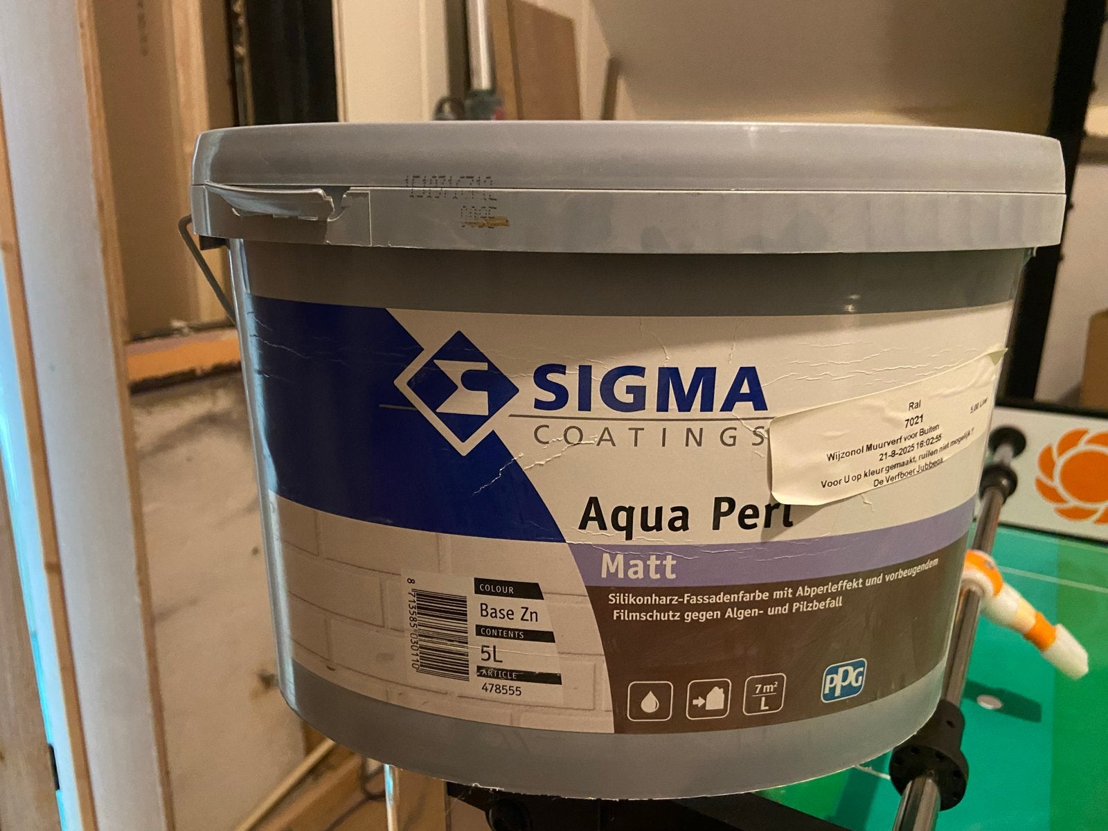 Sigma Aqua Perl Matt RAL 7021 buiten Muurverf 5L, Doe-het-zelf en Verbouw, Ophalen, Nieuw, Overige typen