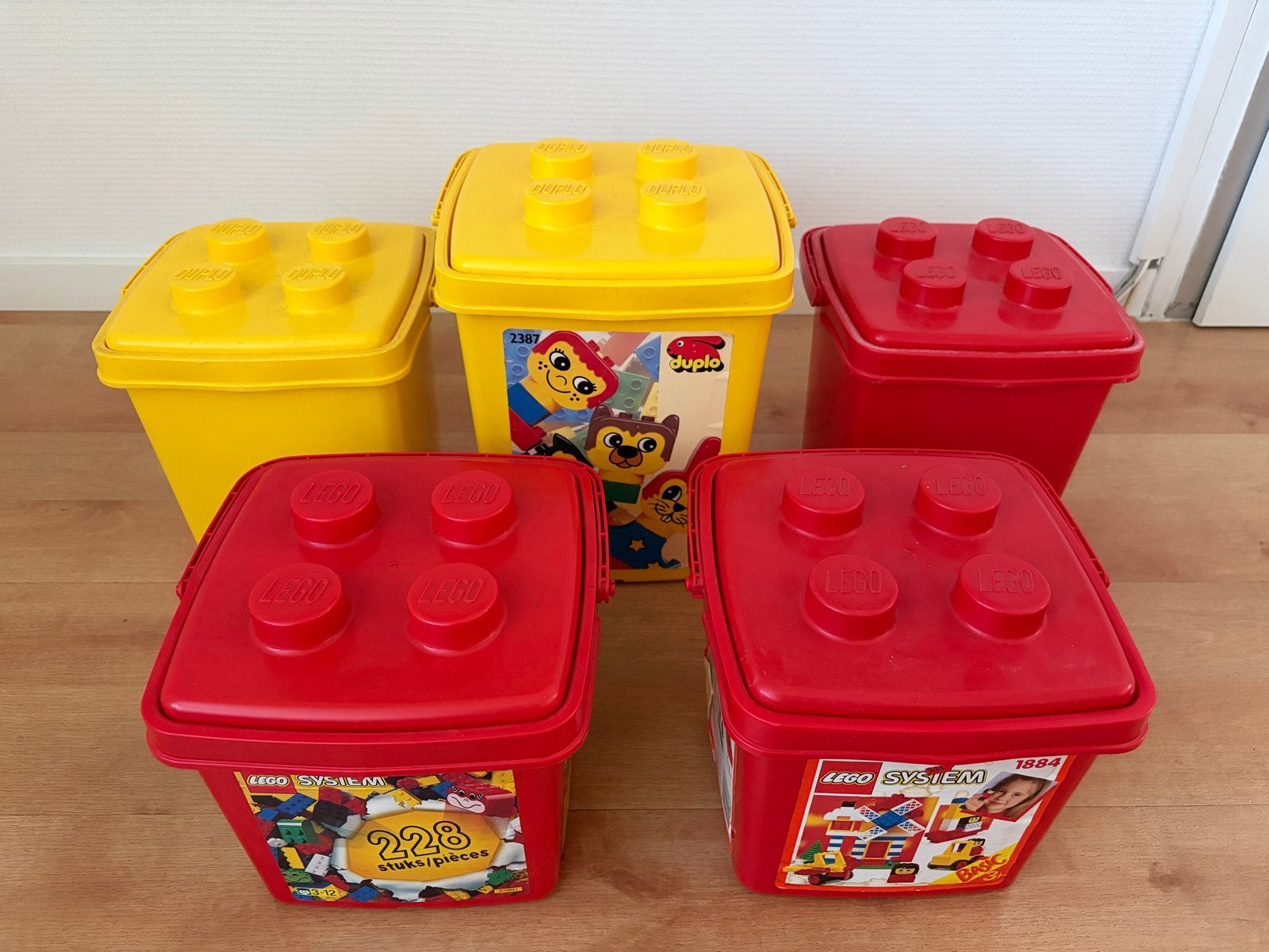 Lego Duplo en System opbergboxen - 5 stuks, Kinderen en Baby's, Speelgoed | Bouwstenen, Ophalen, Gebruikt, Overige merken