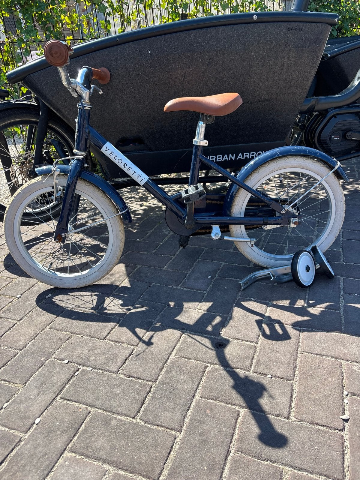 Veloretti Maxi kinderfiets met zijwieltjes, Ophalen, Zijwieltjes, Velgrem, 16 tot 20 inch
