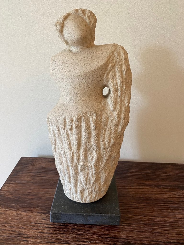Set van 2 abstracte sculpturen - zandkleurig, Verzamelen, Ophalen, Zo goed als nieuw, Mens