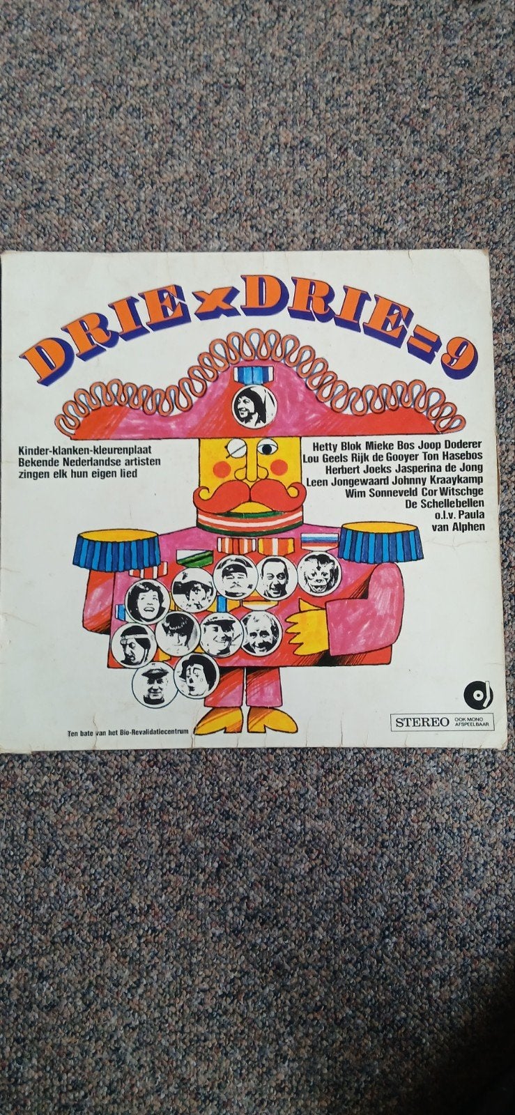 Drie x Drie = 9 Kinder-klanken-kleurenplaat LP, Ophalen, Gebruikt, 12 inch, LP