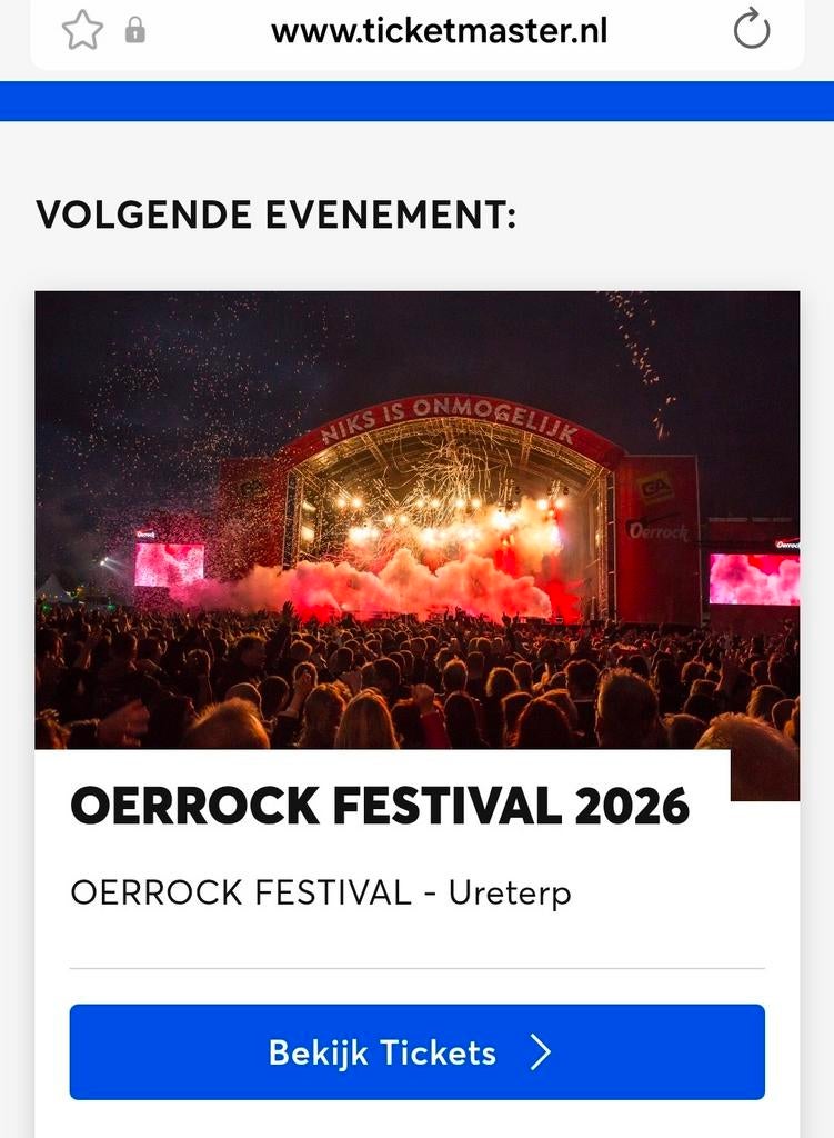 1 Oerrock ticket 14 mei, Eén persoon