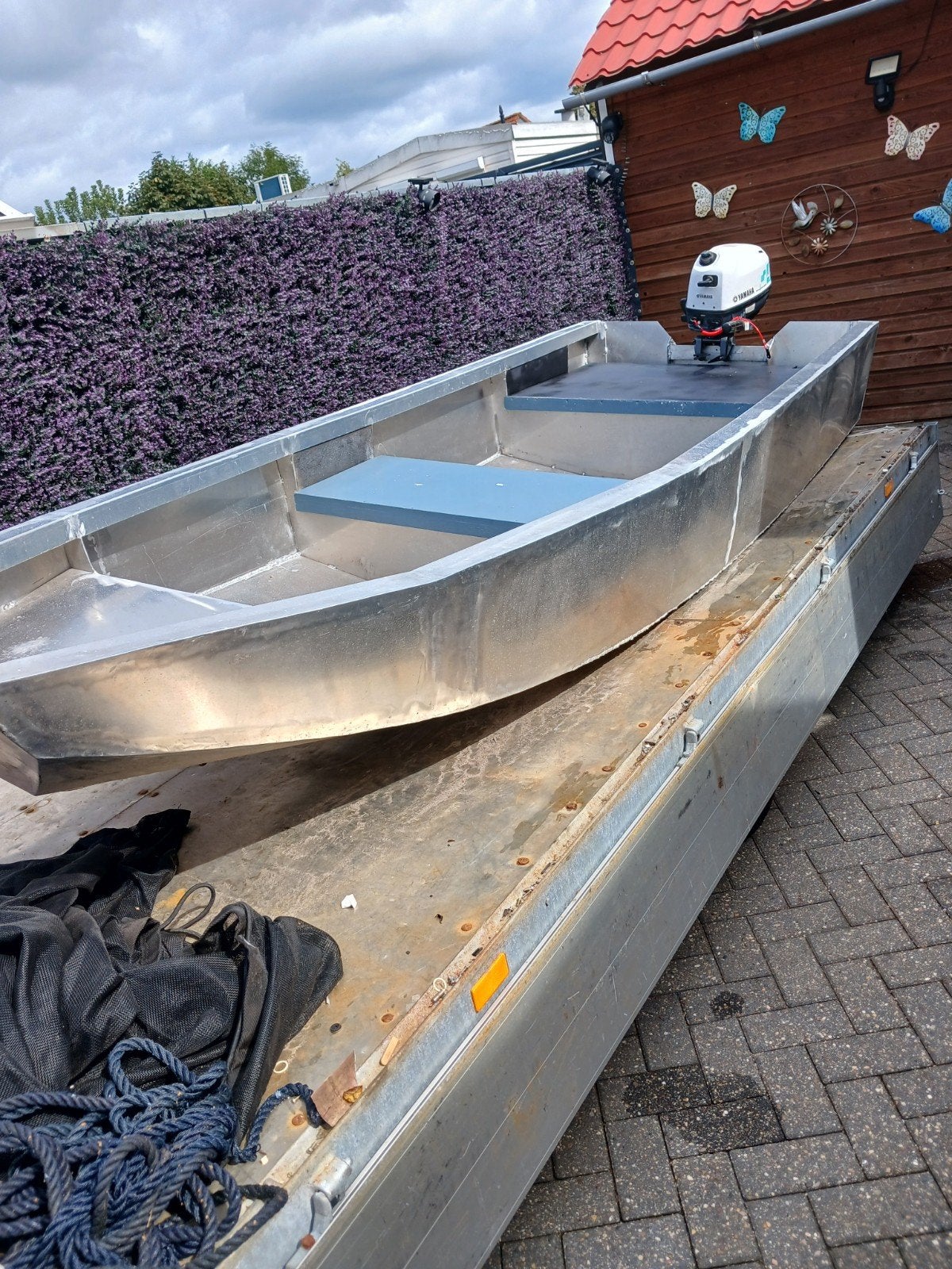 Tekoop aluminum boot met moter, Watersport en Boten, Vis- en Consoleboten, Ophalen