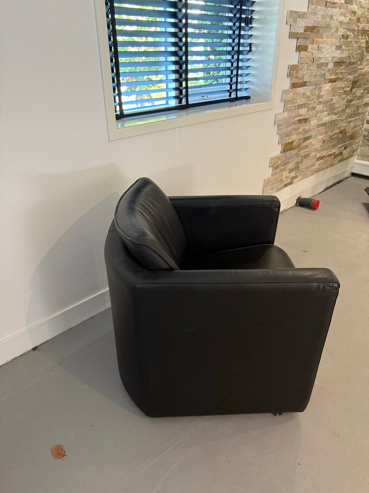 Leolux - Zwarte Leren Fauteuil, Ophalen, Gebruikt, ., Leer