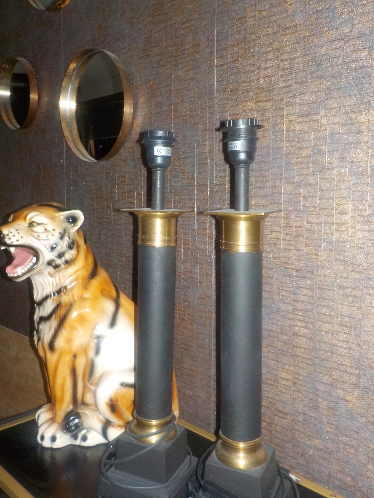 lampvoeten 2 dezelfde. zwart.lampen zonder kap, Ophalen, Zo goed als nieuw, Metaal, 50 tot 75 cm