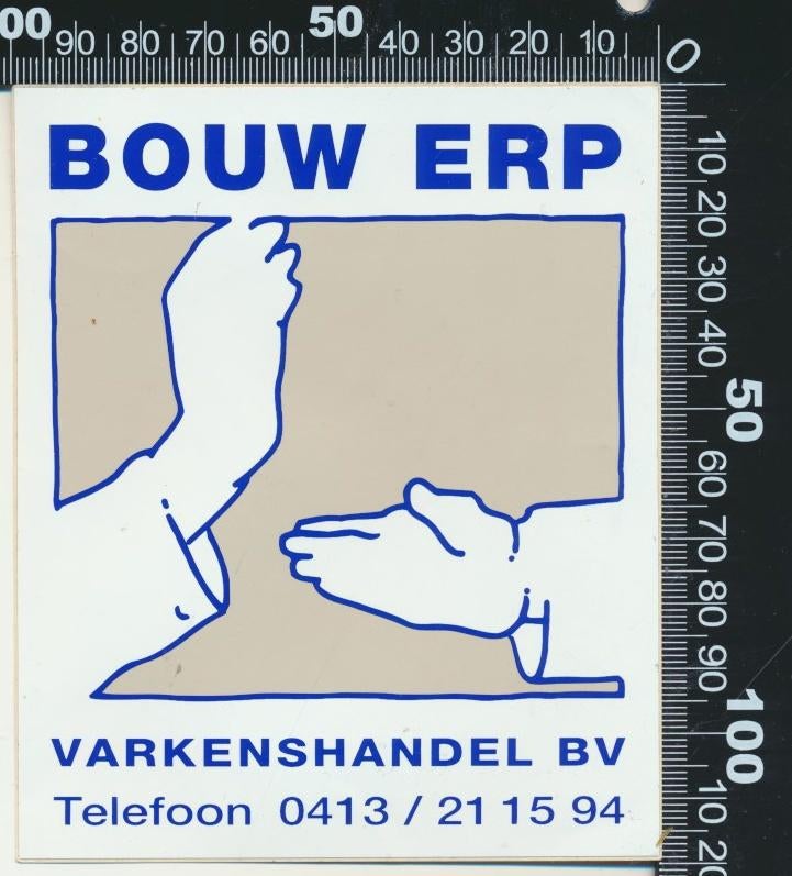 Sticker: Bouw Erp Varkenshandel, Ophalen of Verzenden, Zo goed als nieuw, Bedrijf of Vereniging
