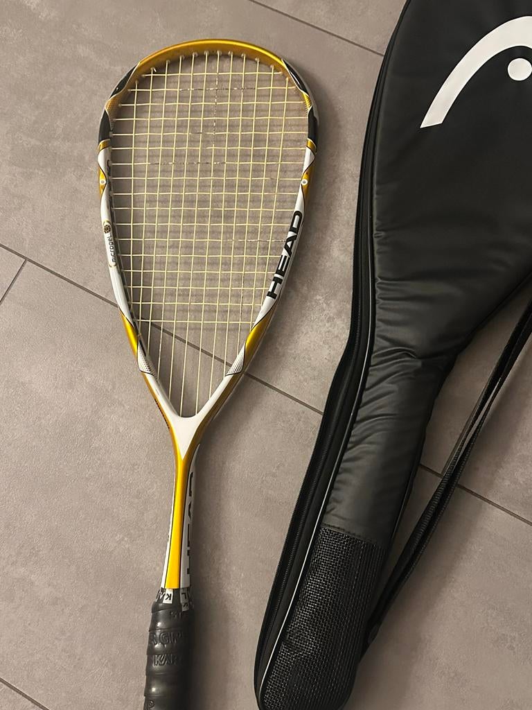 Head Microgel 135 Squash Racket met hoes, Sport en Fitness, Squash, Ophalen, Zo goed als nieuw, Racket, Met hoes