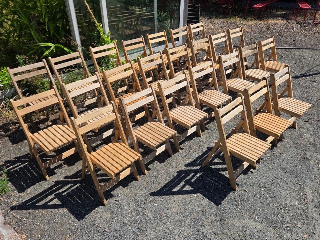 Partij houten kinderklapstoelen | ca. 25 stuks | inklapbaar, Huis en Inrichting, Ophalen, Gebruikt, Bruin, Landelijk, vintage, Bohemian, frans