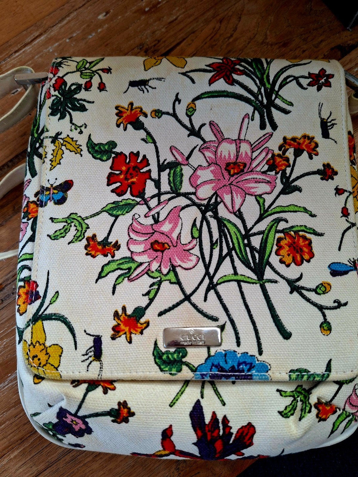 Gucci Flora Schoudertasje - Vintage Bloemenprint, Ophalen of Verzenden, Gebruikt, Overige kleuren, Schoudertasje