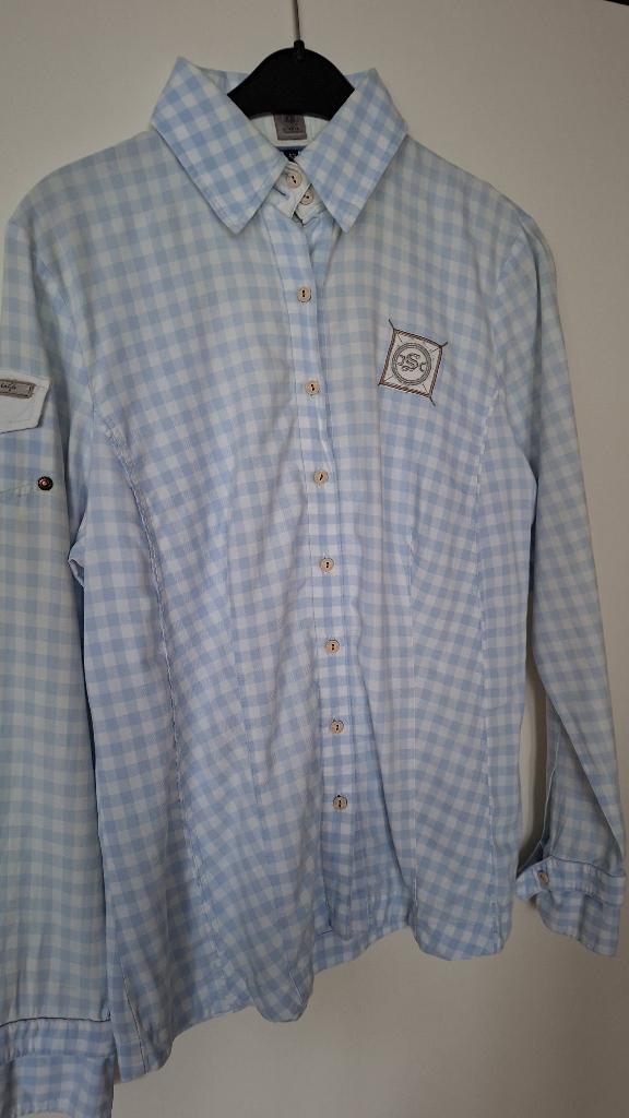 licht blauwe geruite dames blouse, Verzenden, Zo goed als nieuw, Maat 38/40 (M), Blauw