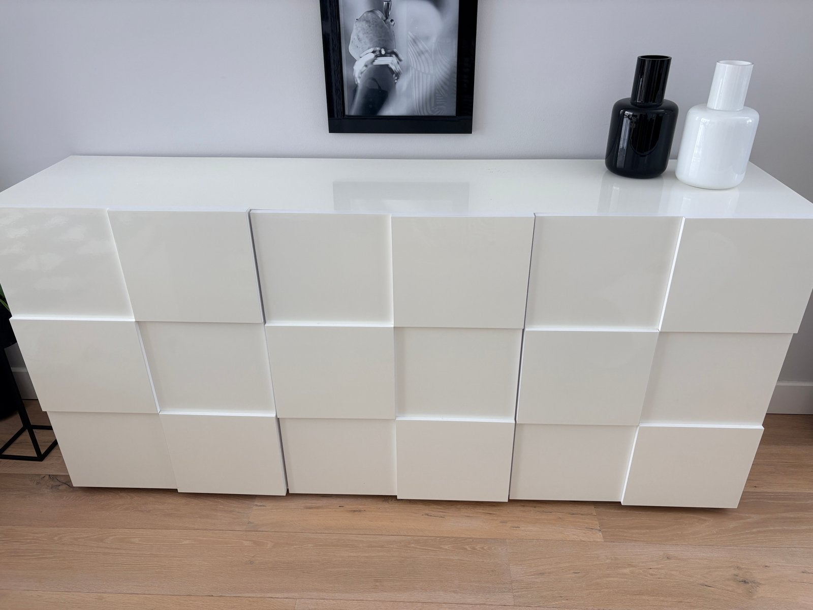 GRATIS! Hoogglans wit dressoir en TV meubel set, Ophalen, Gebruikt, 150 tot 200 cm, Minder dan 100 cm