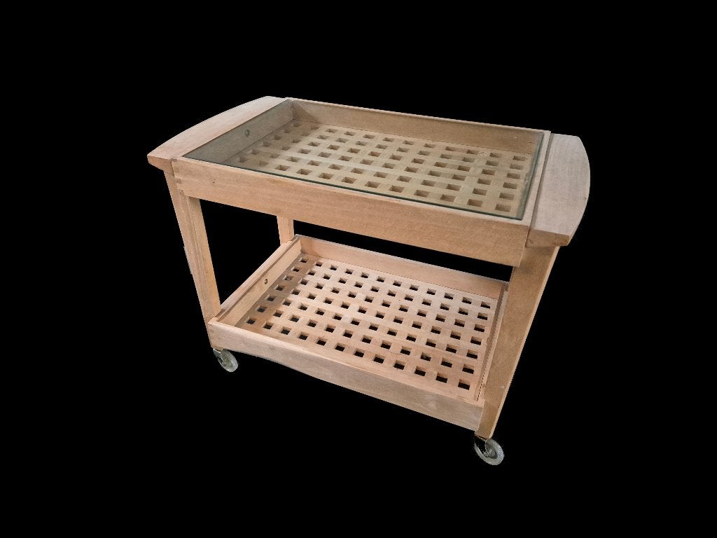 Prachtige vintage Deens design Trip-Trap Trolley dienbladen, Ophalen, Gebruikt, Hout