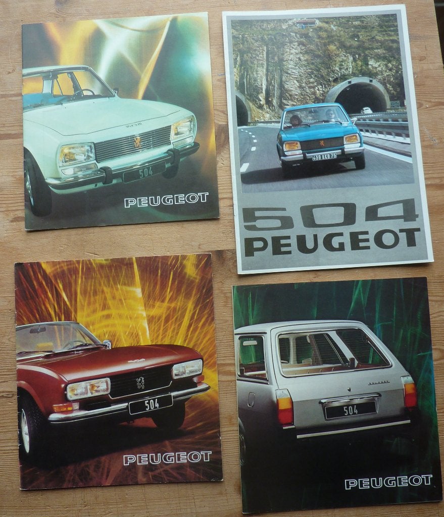 Peugeot 504 brochures 4x 1975/1976, Gelezen, Ophalen of Verzenden, Peugeot, Peugeot