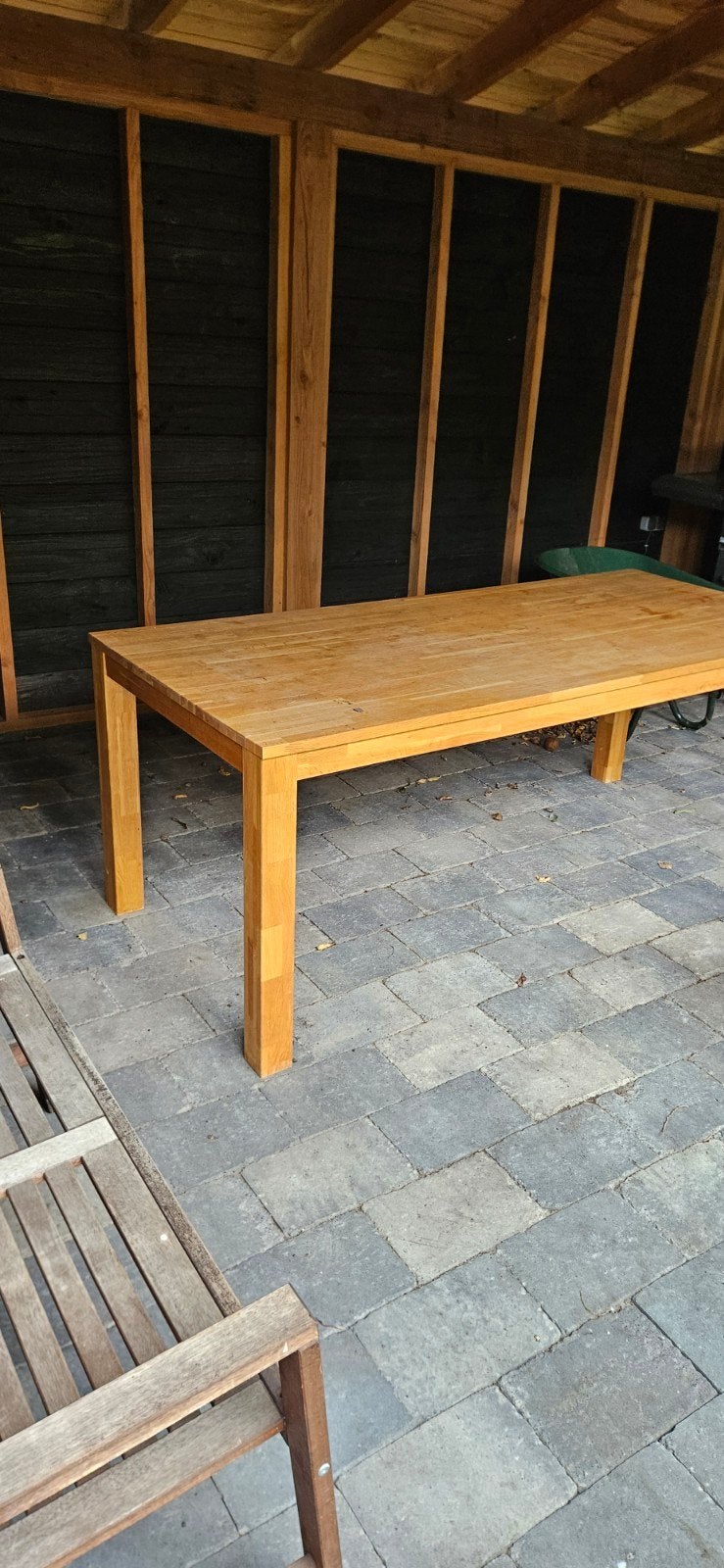 eikenhouten, stevige eettafel - Karwei 200*90, Huis en Inrichting, Ophalen, Eikenhout, 200 cm of meer, 50 tot 100 cm