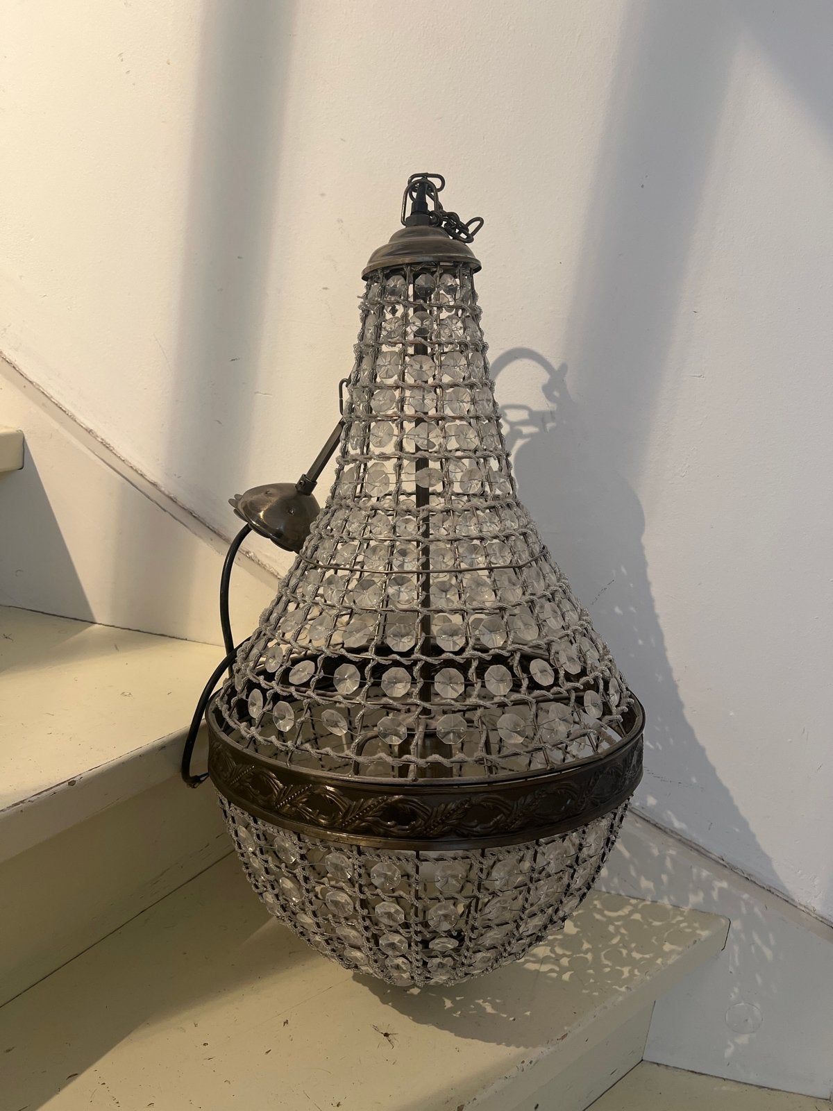 Antieke Kristallen Druppel Kroonluchter, Antiek en Kunst, Ophalen of Verzenden