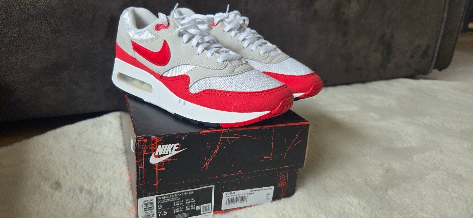 Nike Air Max 1 '86 OG White University Red, Ophalen of Verzenden, Nieuw, Wit, Sneakers of Gympen