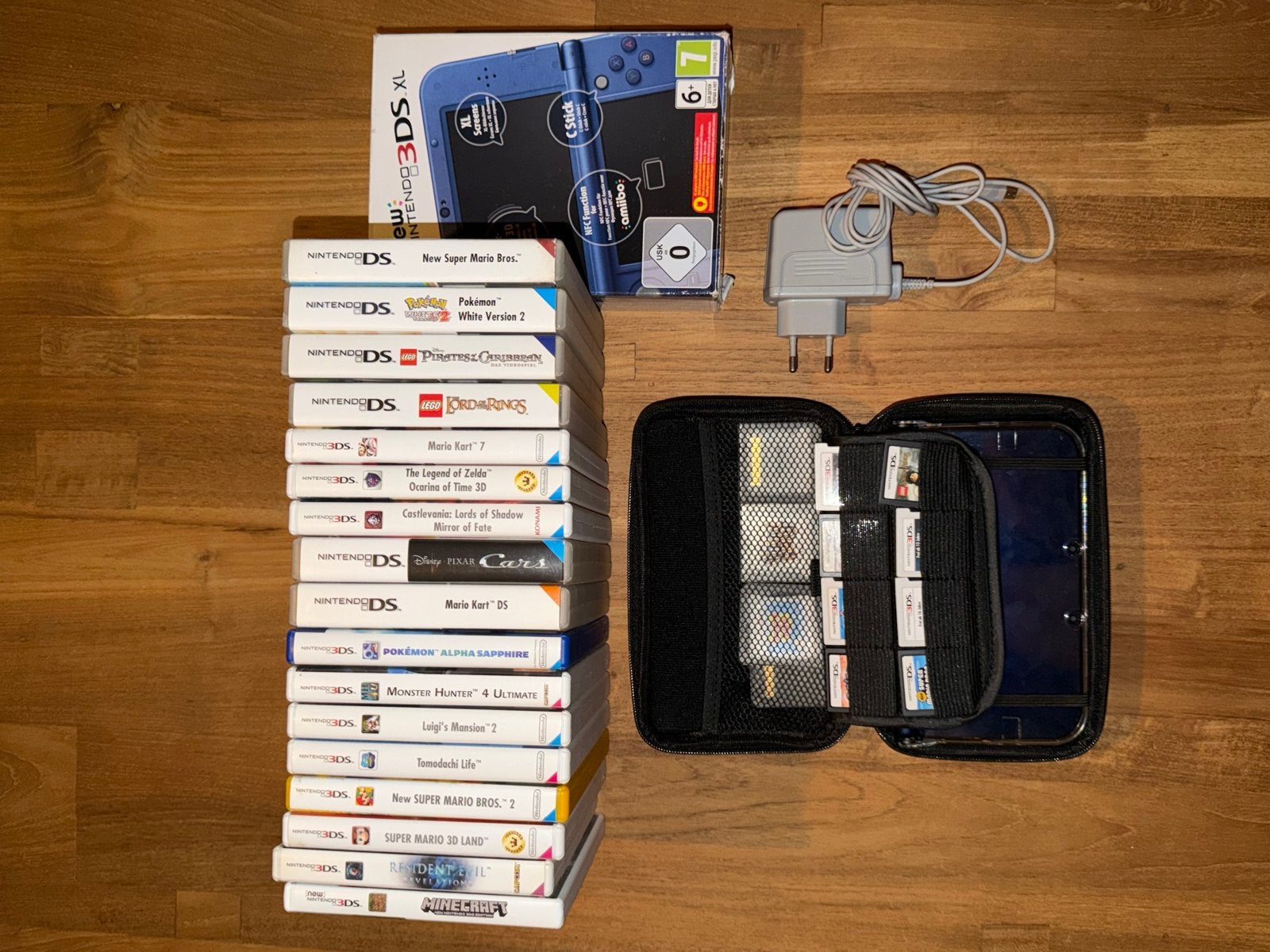 Nintendo New 3DS XL Blauw met 17 games en accessoires, Met games, Blauw, 3DS XL, Ophalen of Verzenden