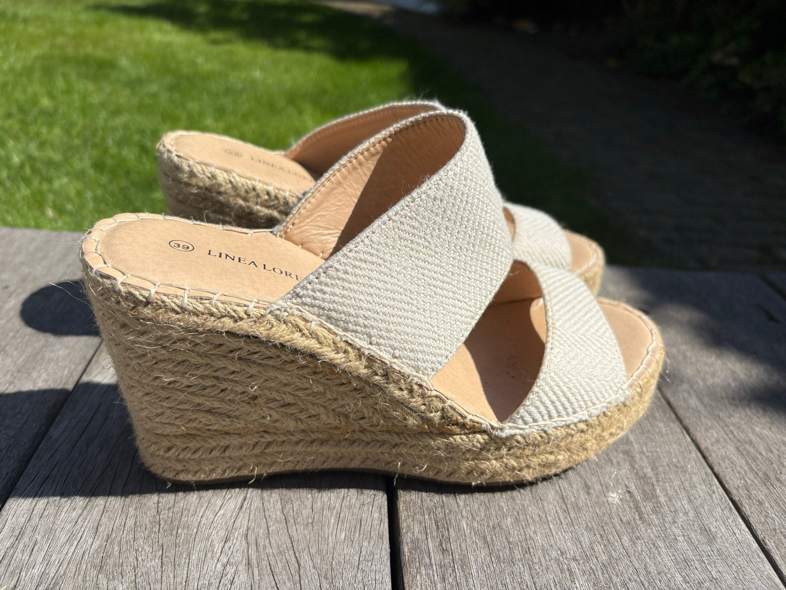 Linea Lorezi Espadrille Wedges Maat 39, Ophalen of Verzenden, Zo goed als nieuw, Beige, Sandalen of Muiltjes