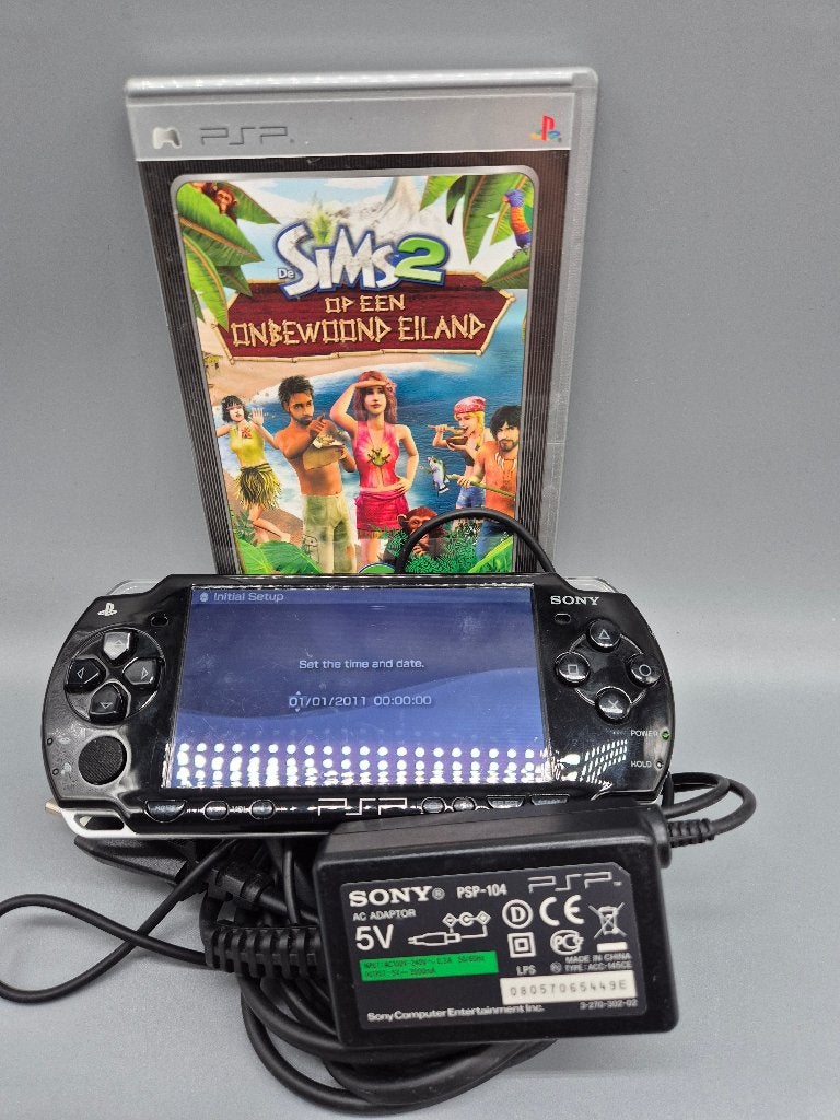 Sony PSP-2000 (Slim) Piano Black + De Sims 2, Ophalen of Verzenden, Gebruikt, Met games, PSP Slim