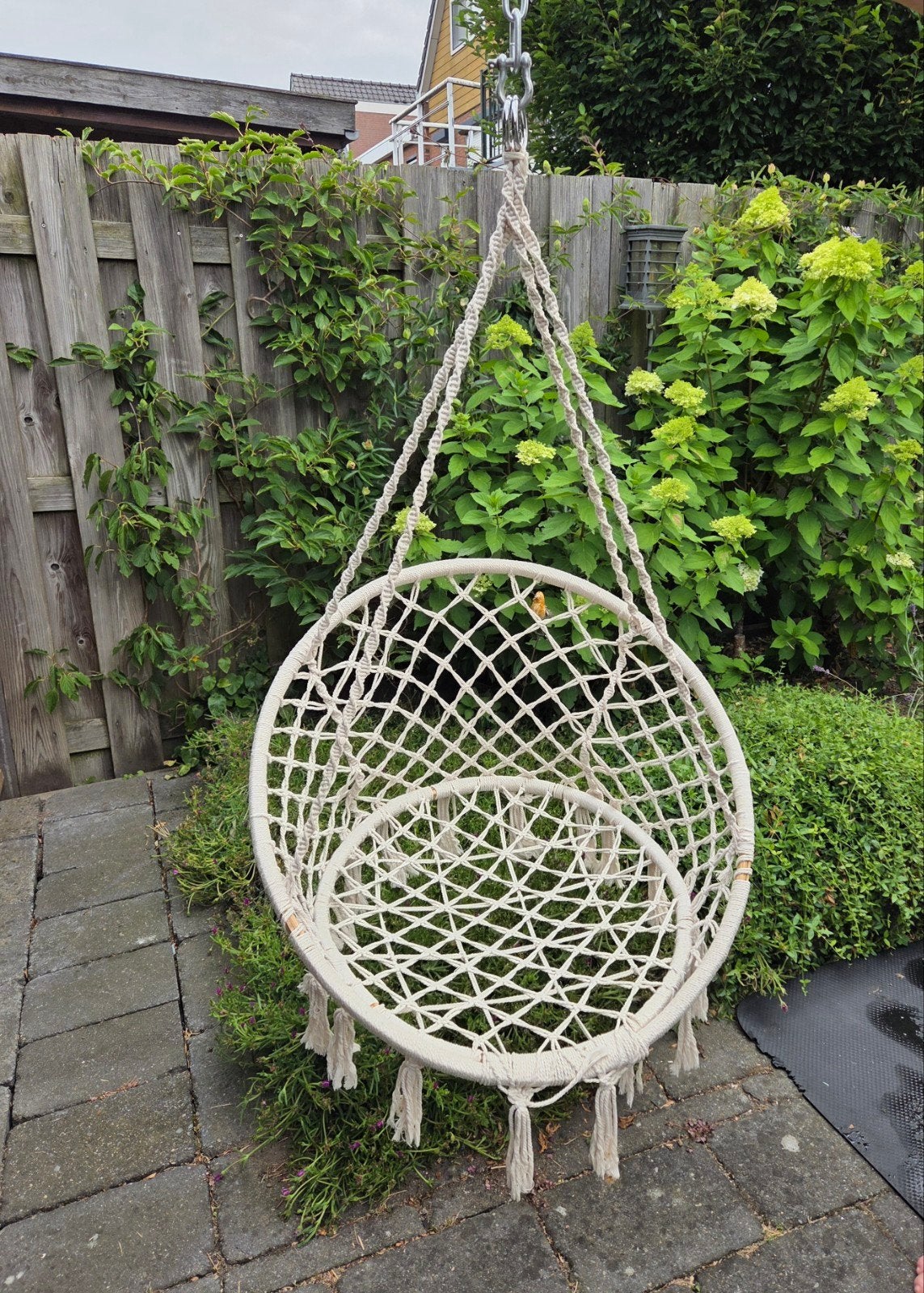 Macramé hangstoel creme, Ophalen, Wit, Eén