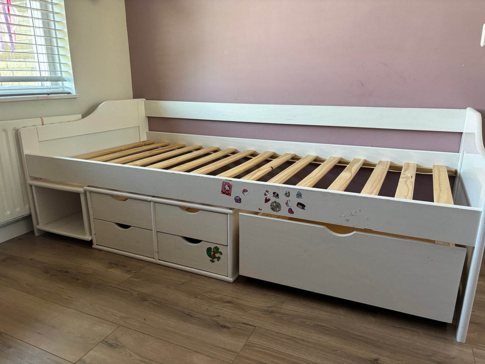 Eenpersoonsbed met lades en nachtkastje, incl. IKEA matras, Ophalen, Gebruikt, 90 cm, Eenpersoons