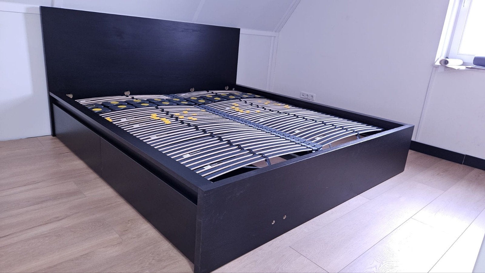 IKEA Malm 2-persoonsbed 180x200 met 2 lades, Huis en Inrichting, Slaapkamer | Bedden, Ophalen, Gebruikt, Bruin, Tweepersoons