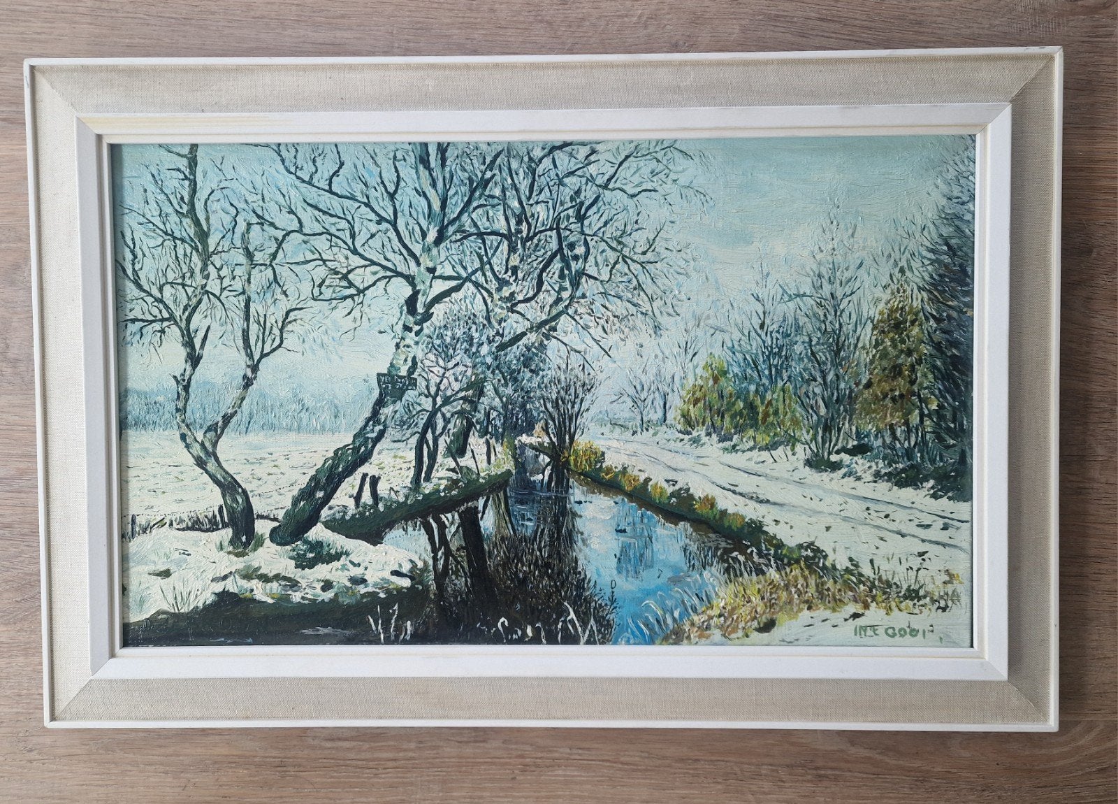 winterlandschap olieverf schilderij, Antiek en Kunst, Ophalen of Verzenden