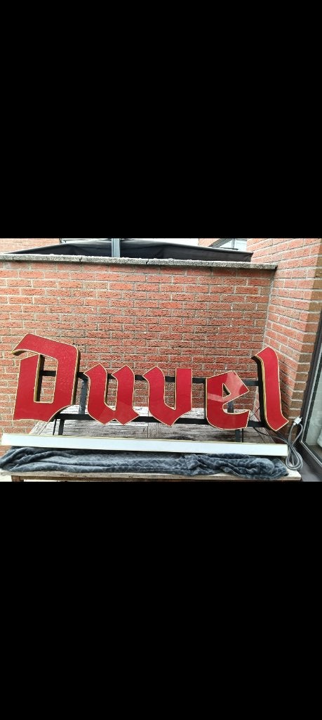 Duvel lichtreclame, Ophalen, Zo goed als nieuw, Reclamebord, Plaat of Schild, Duvel