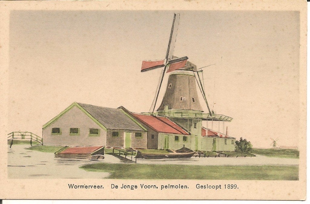 Ansich Wormerveer, De Jonge Voorn, pelmolen, gesloopt 1899, Ophalen of Verzenden, 1920 tot 1940, Ongelopen, Noord-Holland