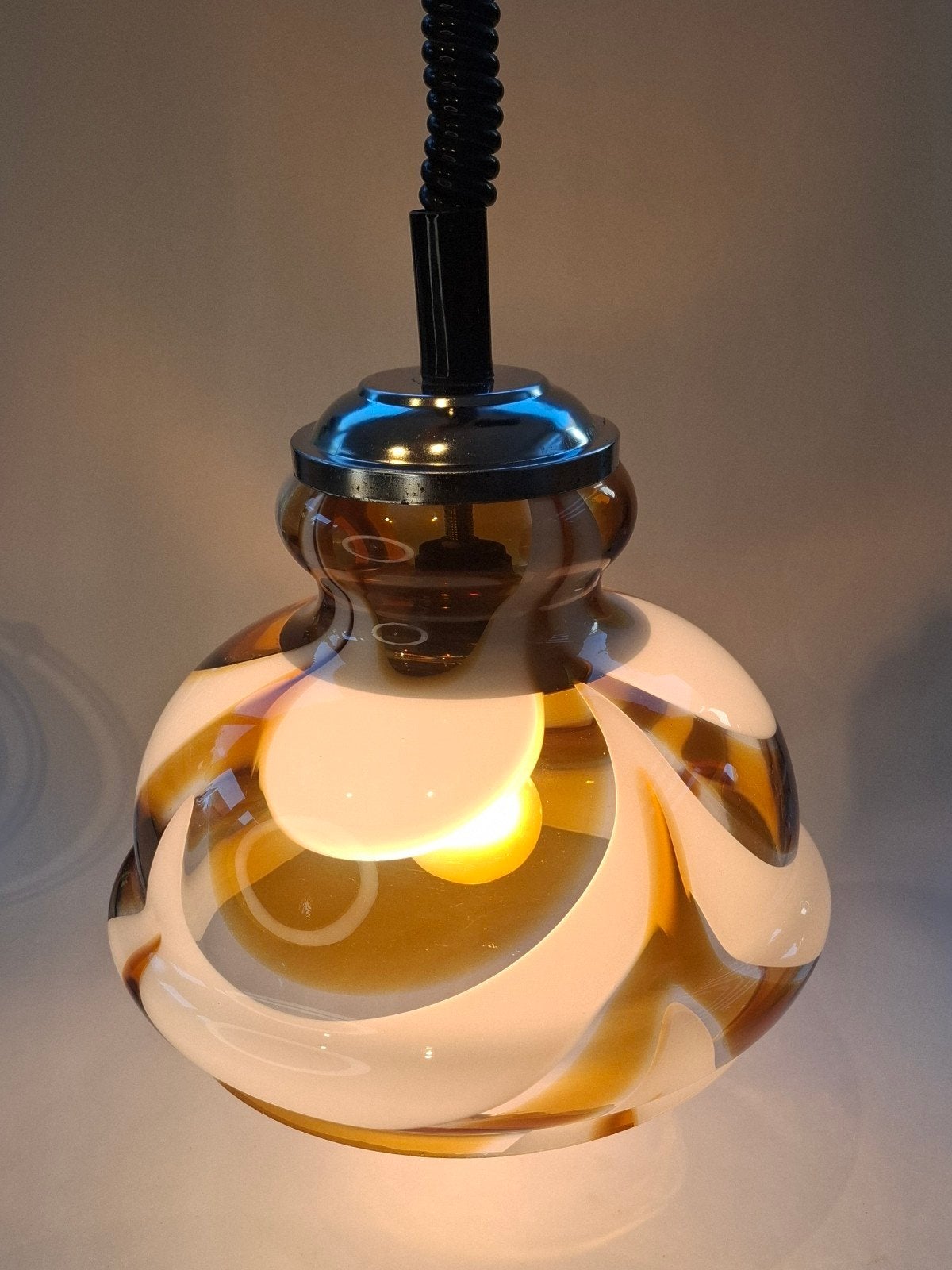 Vintage Murano Swirl Hanglamp Carlo Moretti, Ophalen of Verzenden, Glas
