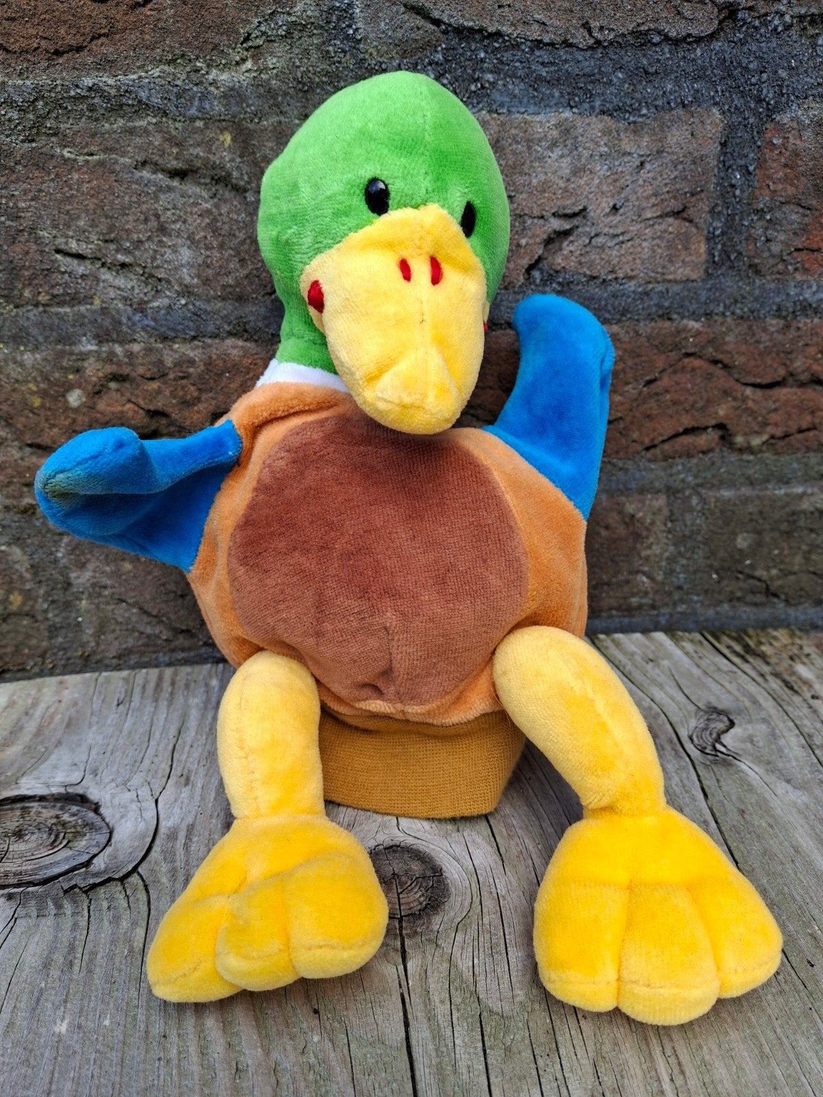 Handpop eend Beleduc Sjoerd de Cijferwoerd Onderbouwd, Kinderen en Baby's, Speelgoed | Knuffels en Pluche, Gebruikt, Overige merken