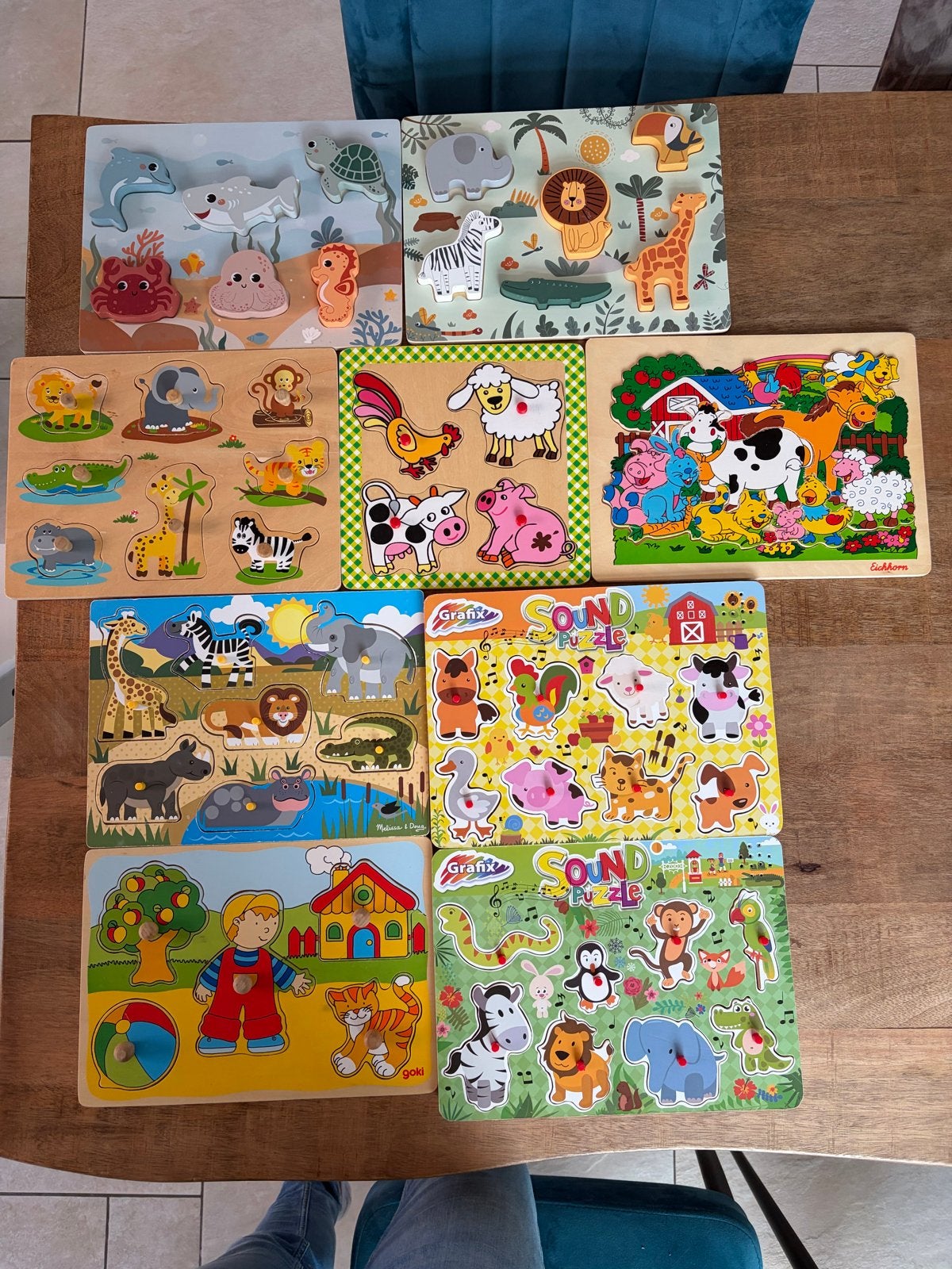 Houten Puzzels voor Kinderen - Dieren, Boerderij, Woezel & P, Ophalen, 2 tot 4 jaar, Zo goed als nieuw, Van hout