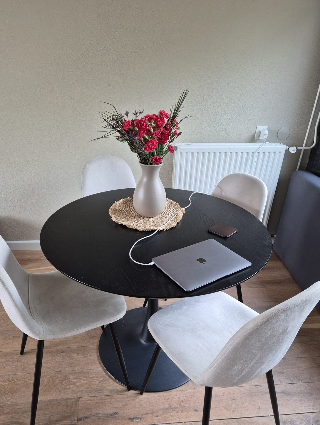 Ronde eettafel, Huis en Inrichting, Tafels | Eettafels, Ophalen, 100 tot 150 cm, Rond, Zo goed als nieuw