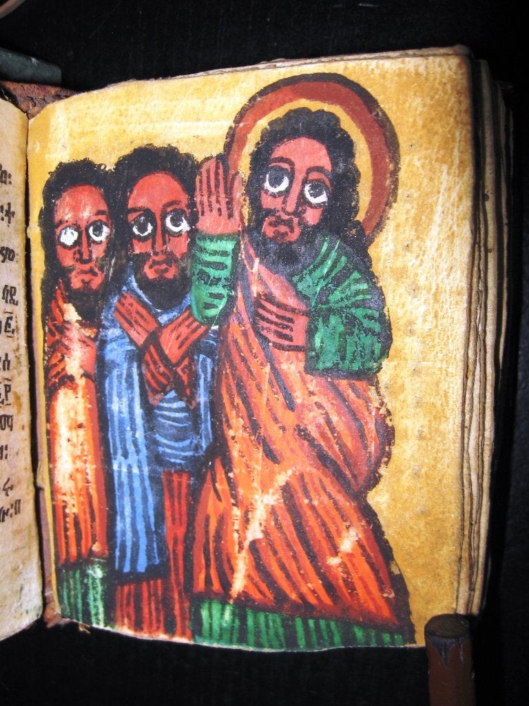 Koptisch Manuscript (19e eeuw) 3 miniaturen Psalter Bijbel, Ophalen of Verzenden