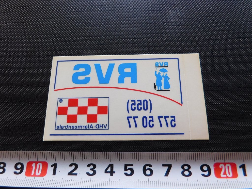 sticker Raamsticker RVS VHD-Alarmcentrale 055-5775077 *, Ophalen, Zo goed als nieuw