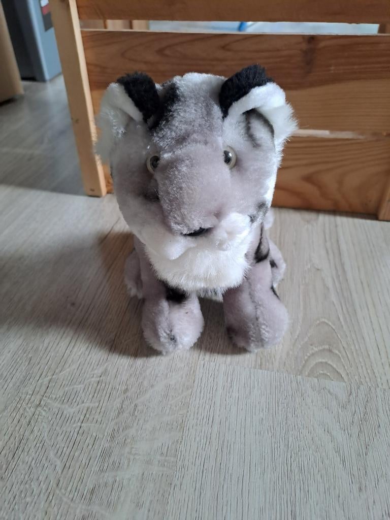 Grijs luipaard pluche knuffel dier, Ophalen of Verzenden, Zo goed als nieuw