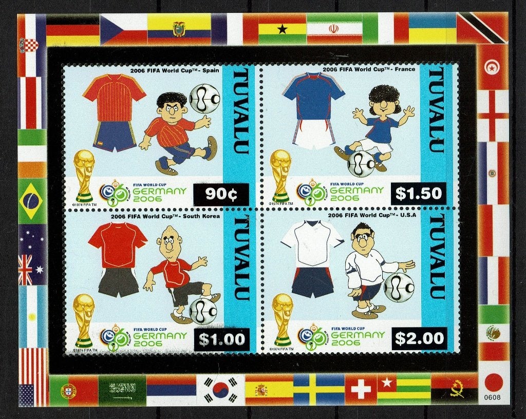 tuvalu 2006 pf blok voetbal soccer sport, Ophalen of Verzenden, Postfris, Sport