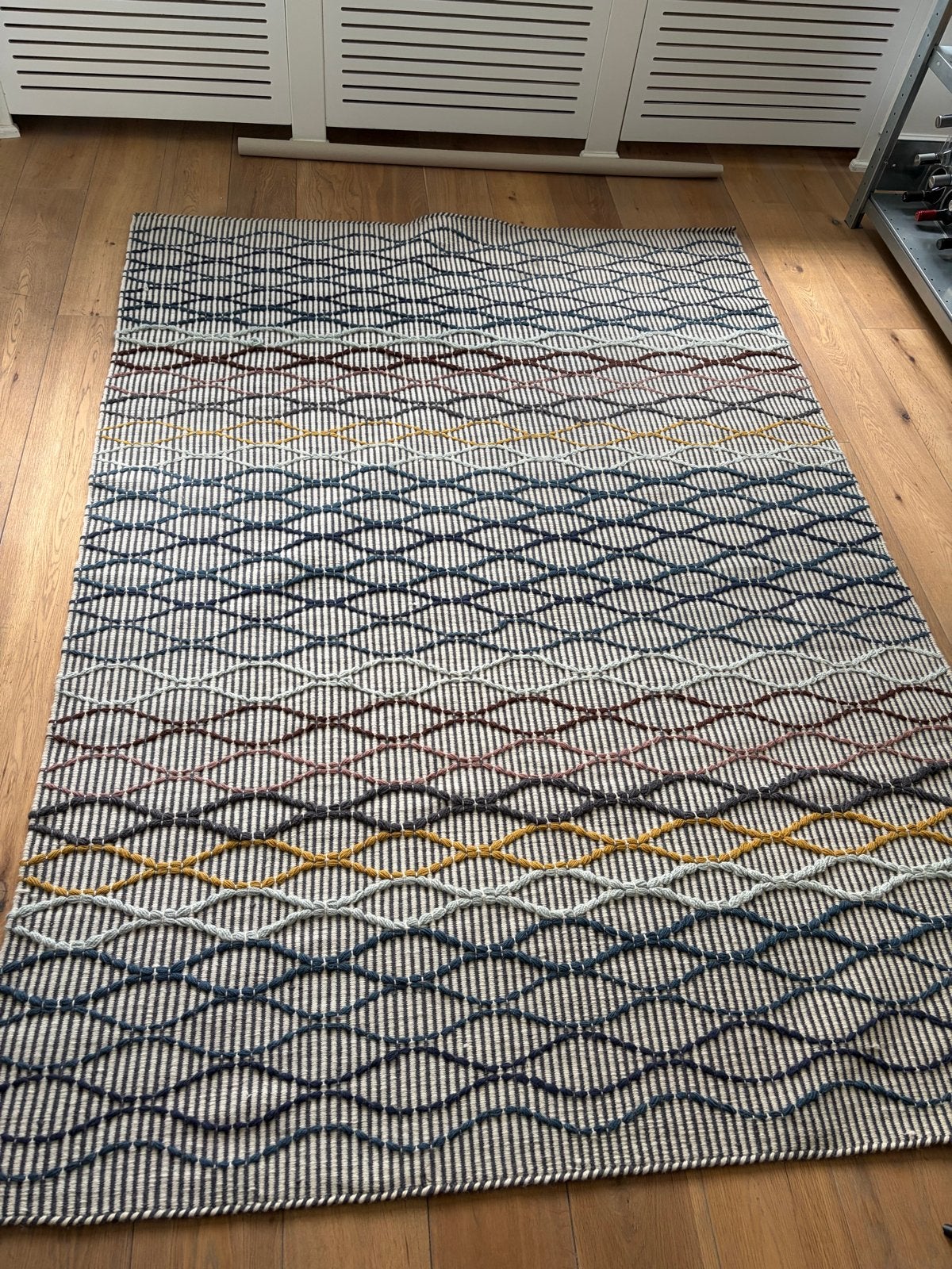 IKEA Alrum Handgeweven Wollen Tapijt - 170x240 cm, Ophalen, Gebruikt, Blauw, 150 tot 200 cm