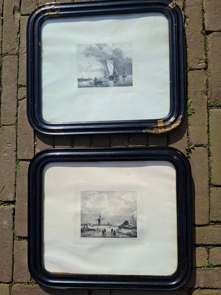 2 tekeningen Koekkoek 1839, Ophalen of Verzenden, Hout, Minder dan 50 cm, Minder dan 50 cm
