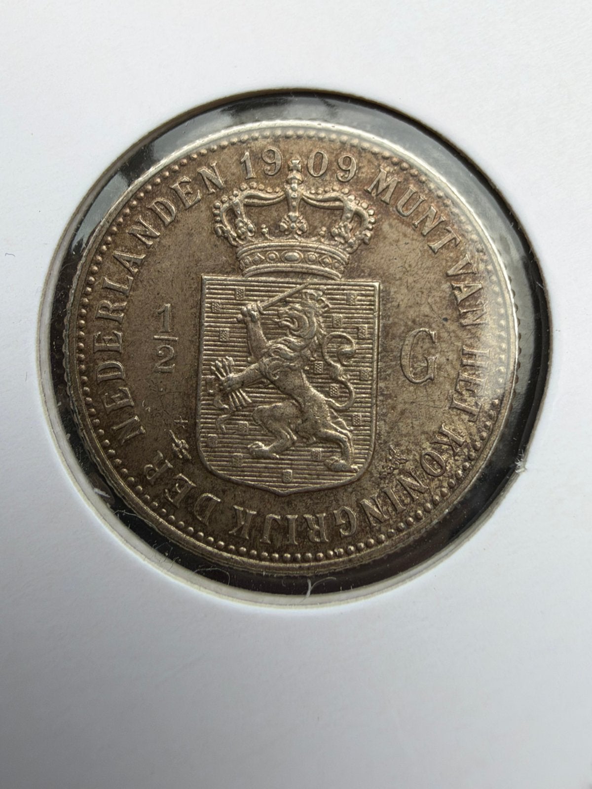 Halve gulden 1909 ex vinkenborg collectie, ½ gulden, Zilver, Ophalen of Verzenden, Koningin Wilhelmina